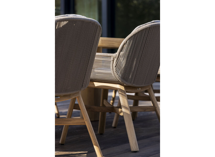 Dining chair 'Barrel' - Teak/Sepia grey