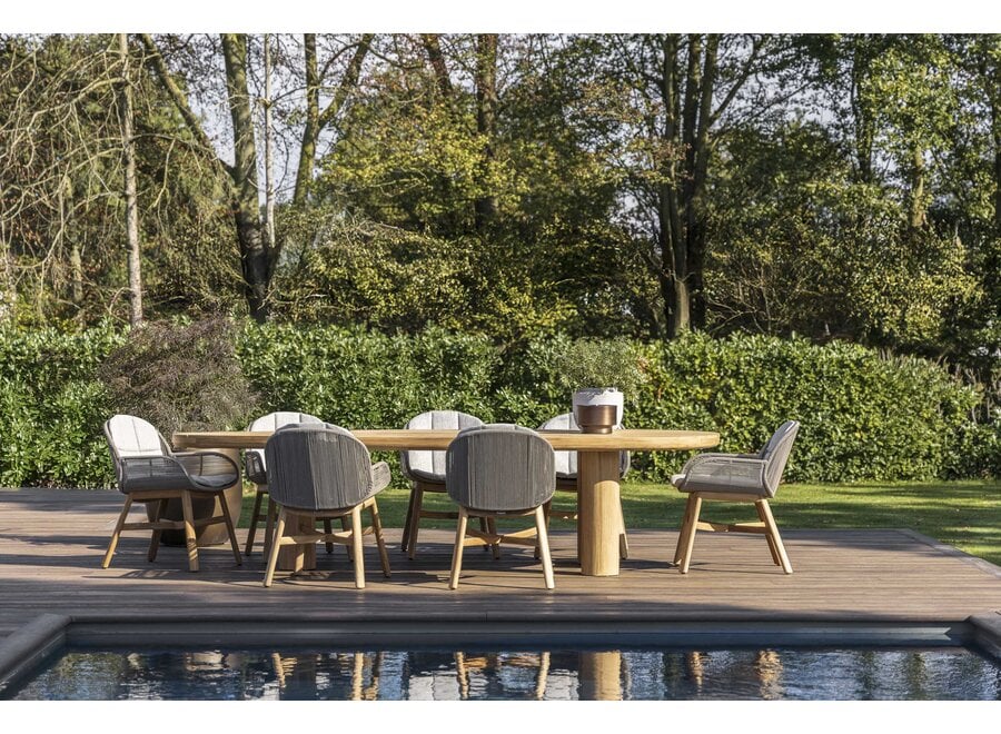 Eettafelstoel 'Barrel' - Teak/Sepia grey