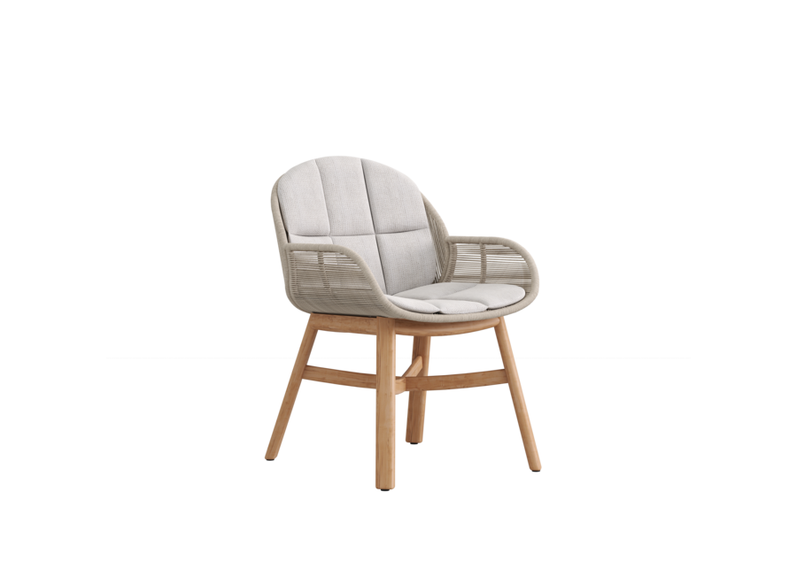 Eettafelstoel 'Barrel' - Teak/Sepia grey