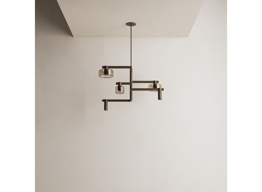 Hanging lamp 'Palau' - Platinum - 5 lichts lichtpakket