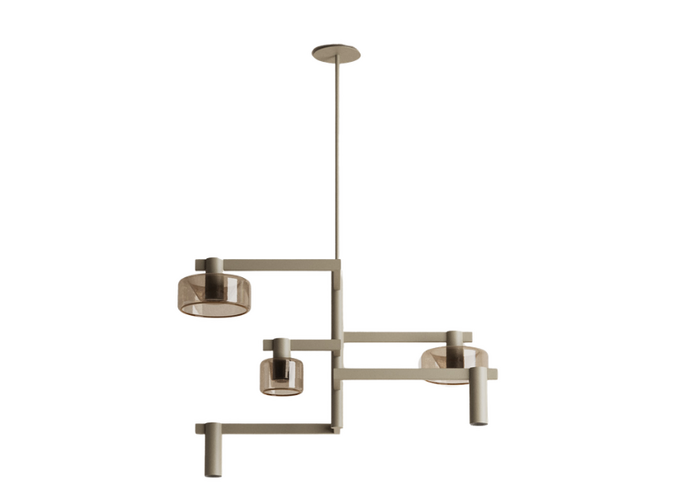 Hanging lamp 'Palau' - Quartz - 5 lichts lichtpakket