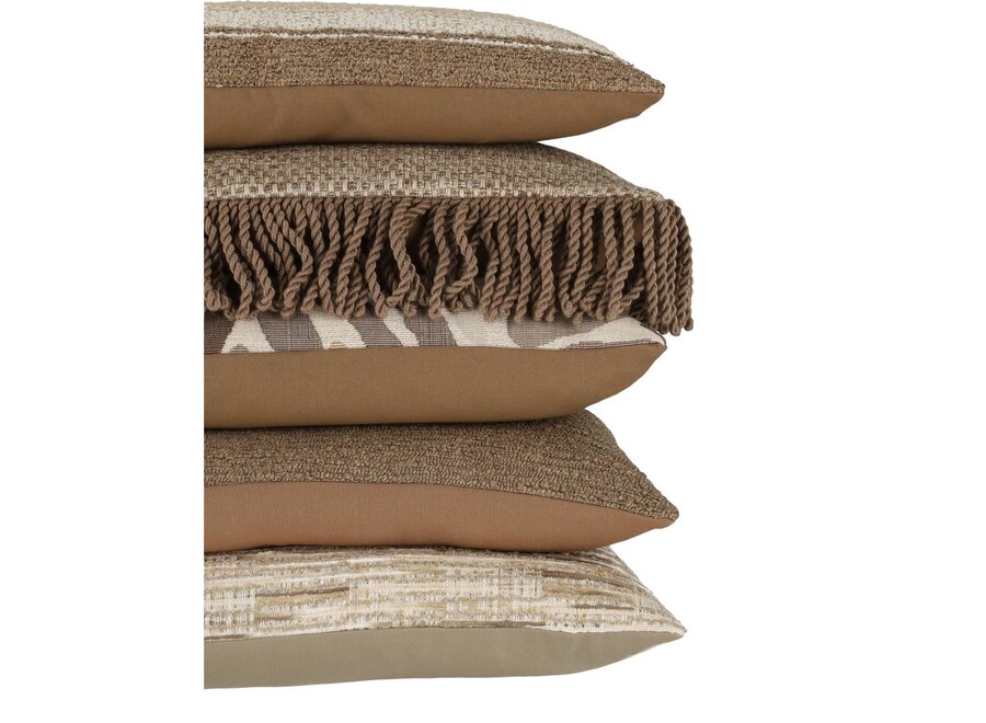 Sierkussen Silense Natural + Bullion Fringe Cappuccino