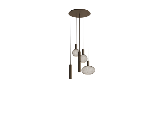 Lampe suspendue 'Como' - Platinum - 5 lichts lichtpakket