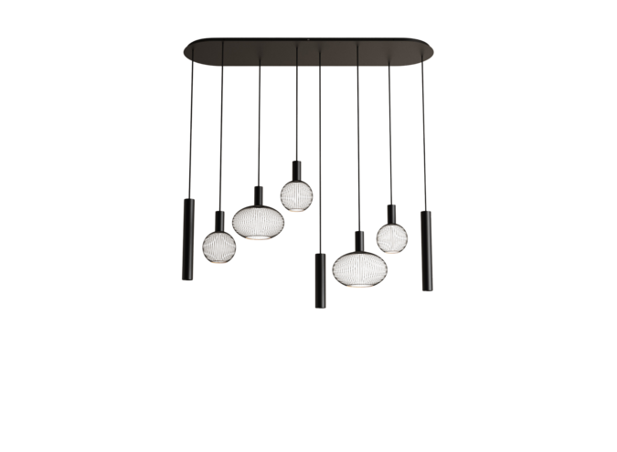 Hanging lamp 'Como' - Black - 8 lichts lichtpakket