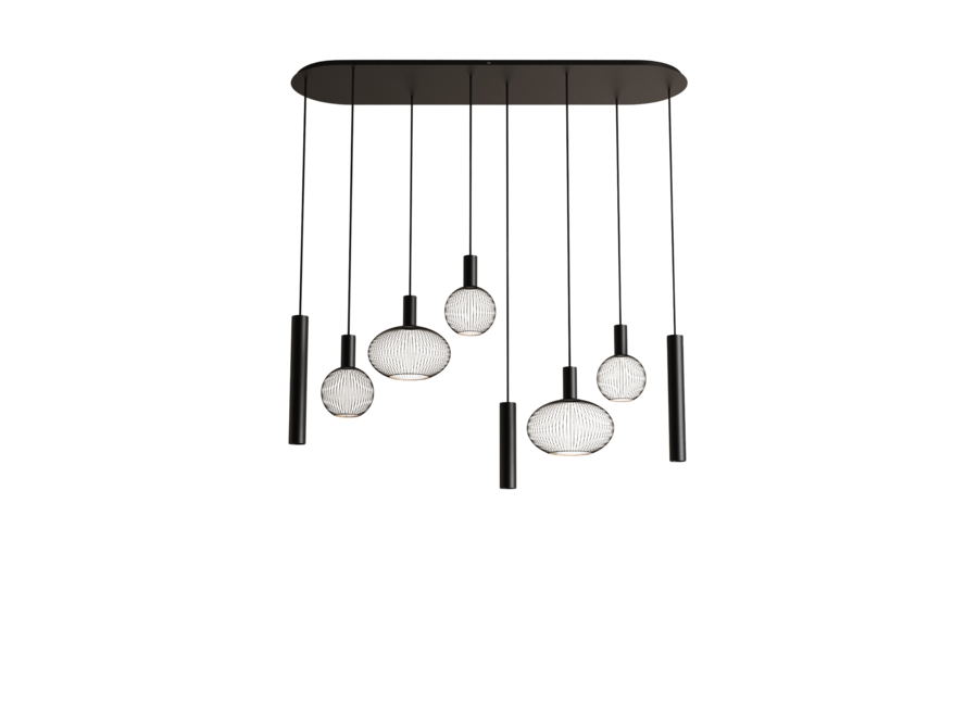 Lampe suspendue 'Como' - Black - 8 lichts lichtpakket