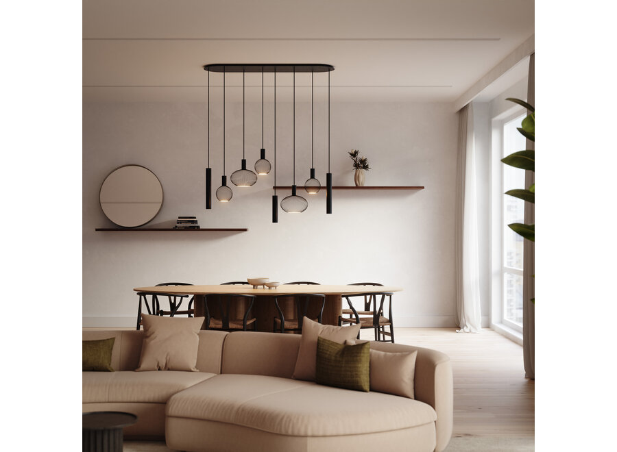 Hanglamp 'Como' - Black - 8 lichts lichtpakket