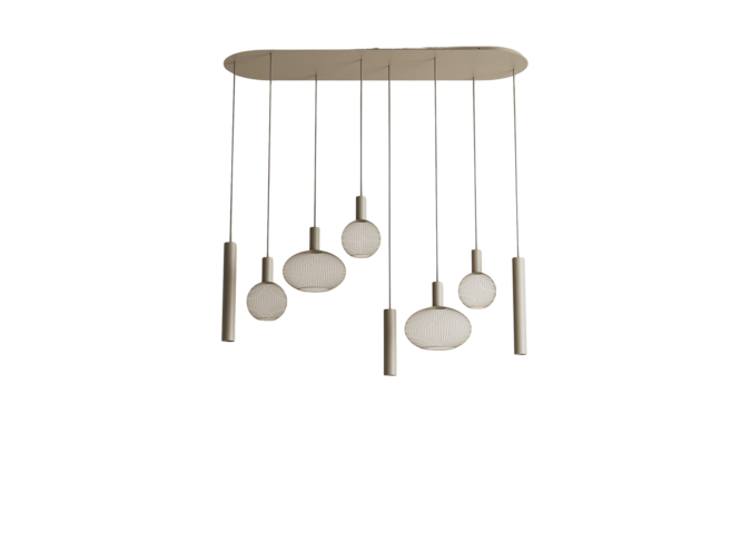 Hanglamp 'Como' - Quartz - 8 lichts lichtpakket