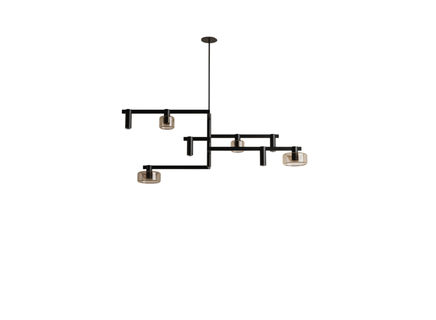 Hanging lamp 'Palau' - Black - 8 lichts lichtpakket