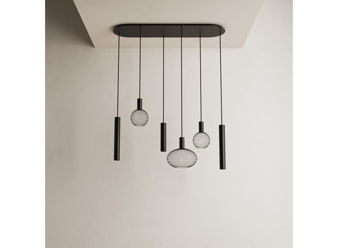 Hängelampe 'Como' - Black - 6 lichts lichtpakket