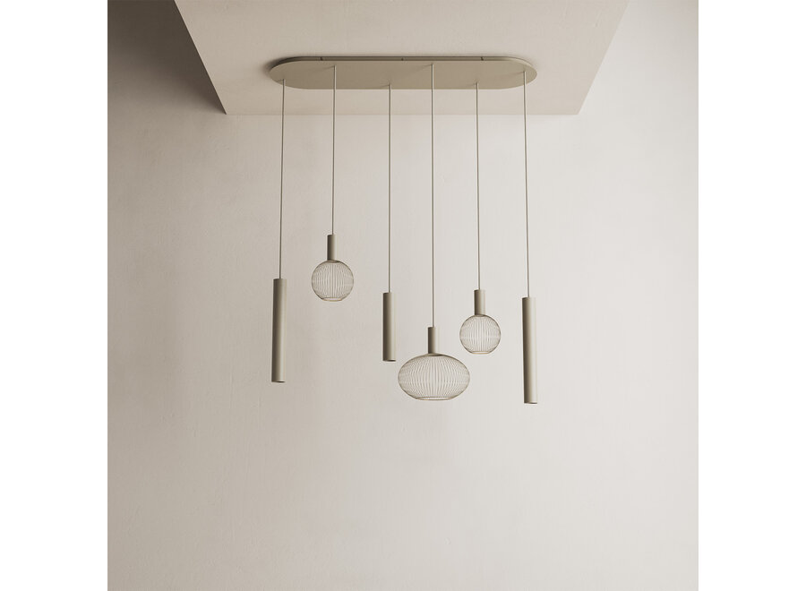 Hanglamp 'Como' - Quartz - 6 lichts lichtpakket