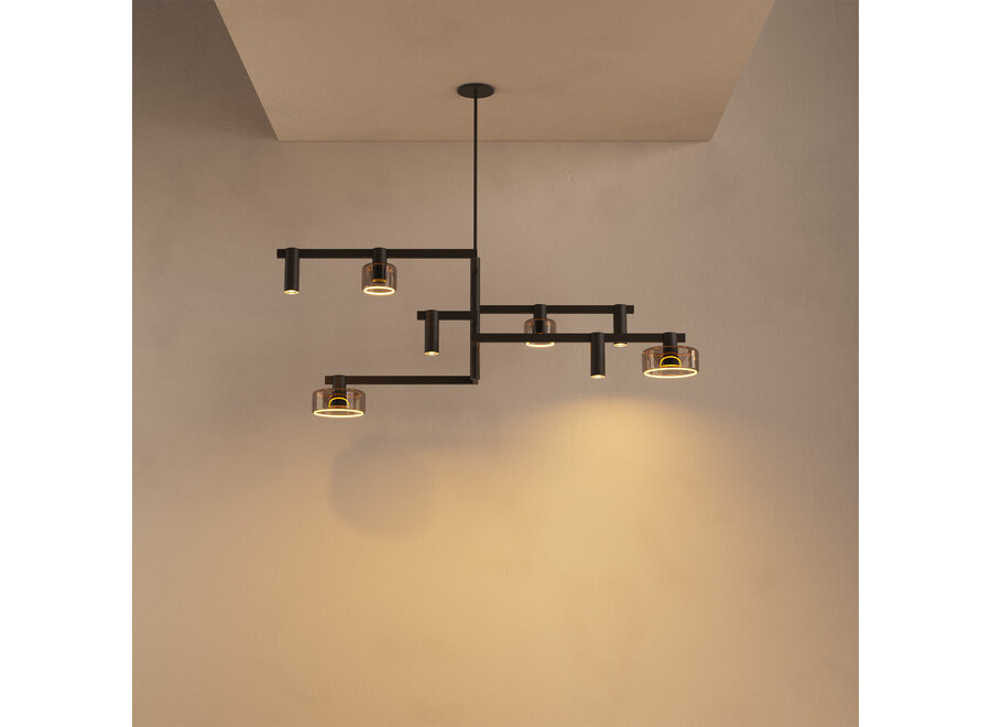 Hanging lamp 'Palau' - Platinum - 8 lichts lichtpakket