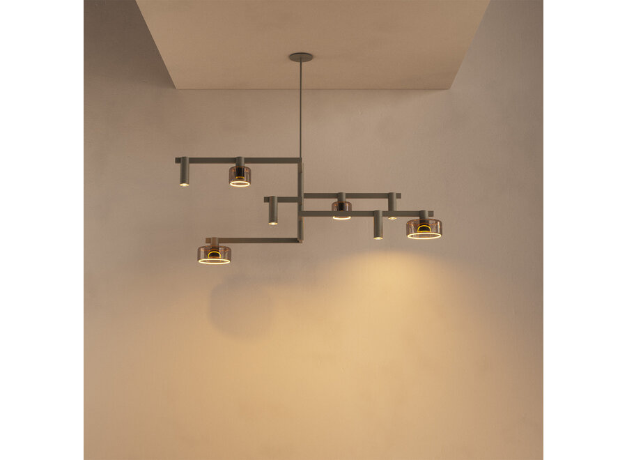 Hanging lamp 'Palau' - Quartz - 8 lichts lichtpakket