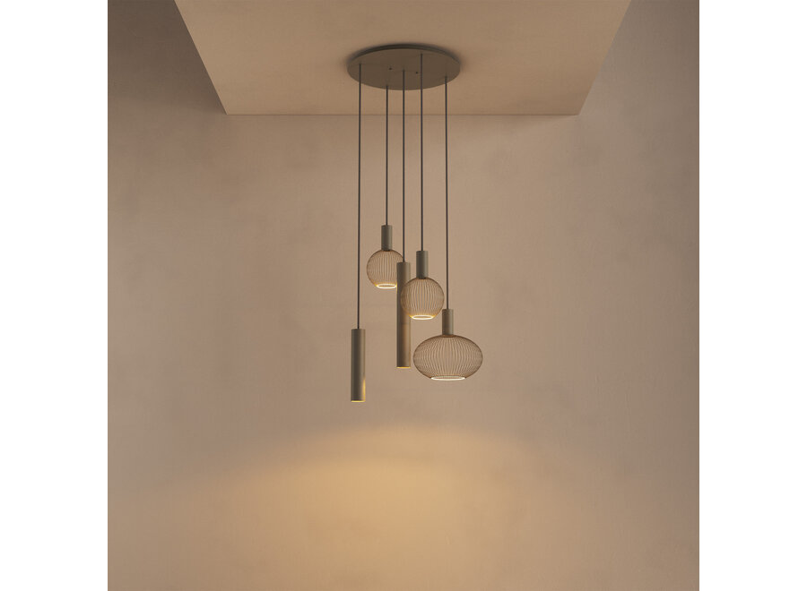 Hanglamp 'Como' - Quartz - 5 lichts lichtpakket