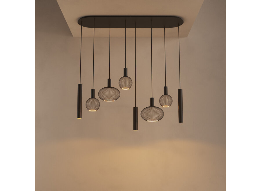 Hanging lamp 'Como' - Platinum - 8 lichts lichtpakket