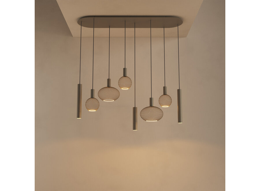 Lampe suspendue 'Como' - Quartz - 8 lichts lichtpakket
