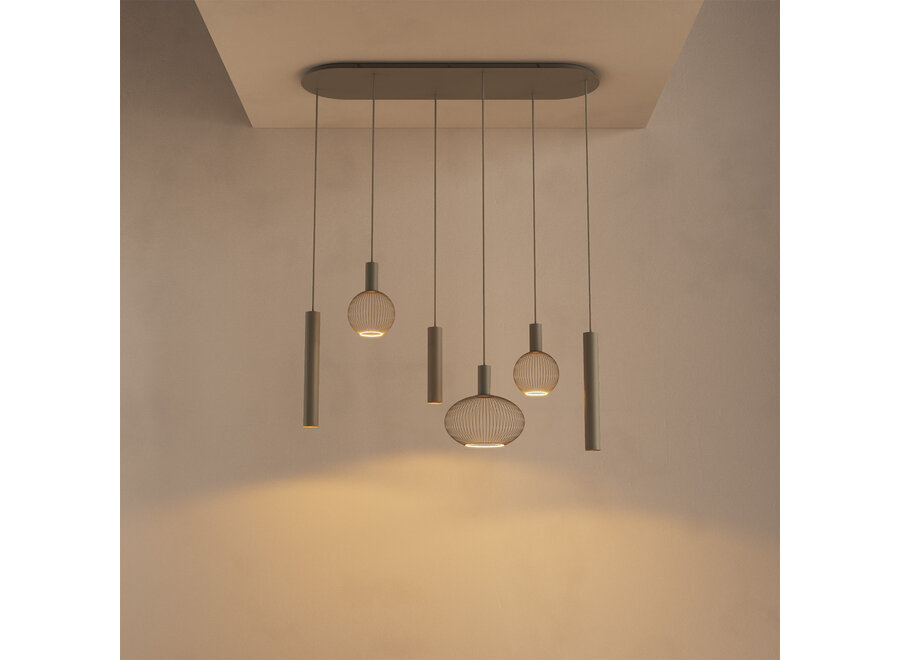 Hanging lamp 'Como' - Quartz - 6 lichts lichtpakket