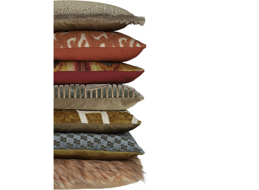 Coussin décoratif Kittey Camel + Fringe Off White