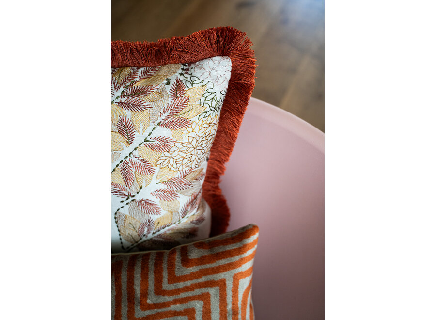 Coussin décoratif Voyages Brique + Fringe Rust