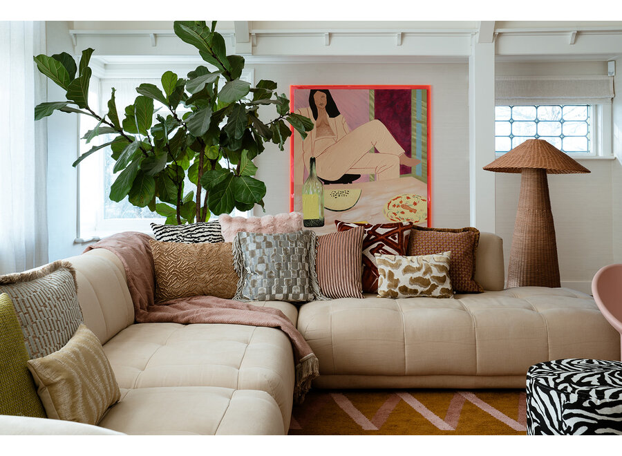 Dekoratives Kissen Skaylo Ash Rose + Fringe Dark Gold