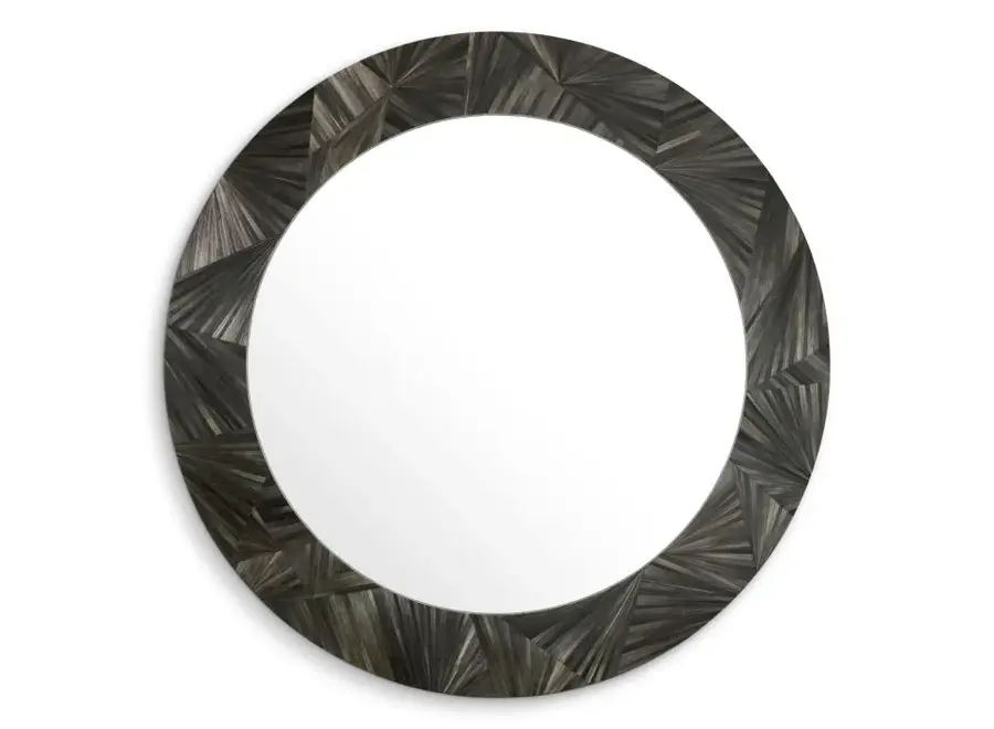 Mirror 'Cassara' - Straw marquetry charcoal