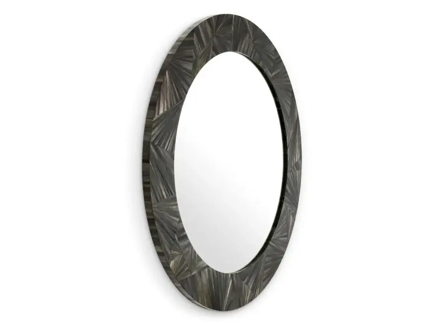 Spiegel 'Cassara' - Straw marquetry charcoal
