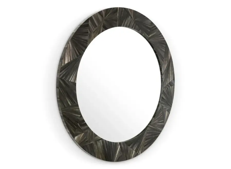 Mirror 'Cassara' - Straw marquetry charcoal