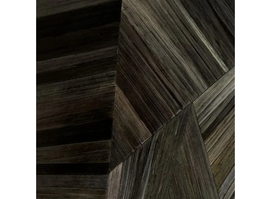 Mirror 'Cassara' - Straw marquetry charcoal