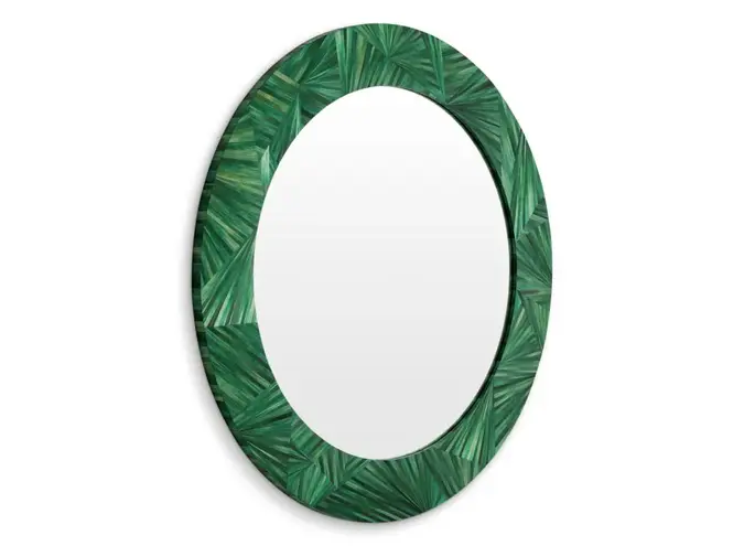 Spiegel Cassara - Straw marquetry green