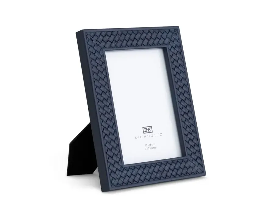 Photo frame 'Nivo' - set of 2 - Blue woven leather