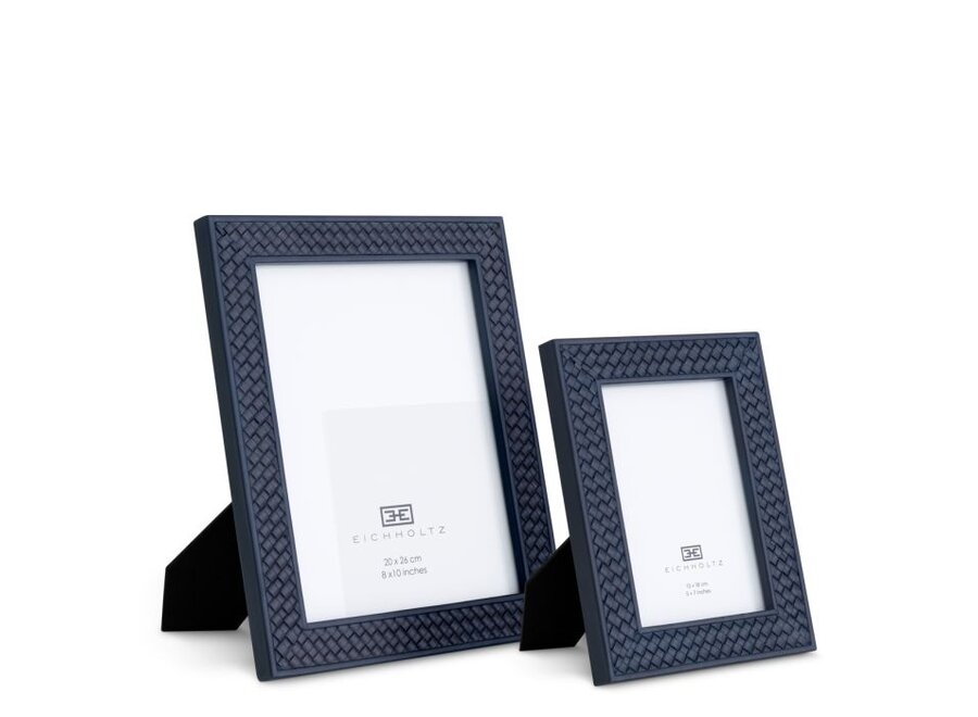 Cadre photo 'Nivo' - set of 2 - Blue woven leather