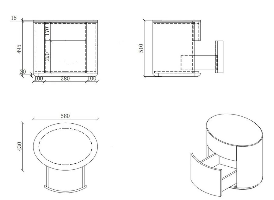 Table de chevet 'Bologna' - Calacatta Marble