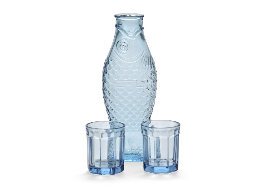 Paola Navone - Fish&Fish karaf met 2 glazen - Blue