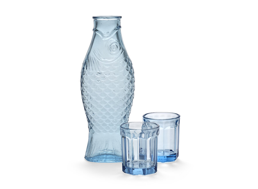 Paola Navone - Fish&Fish Karaffe mit 2 Gläsern - Blue