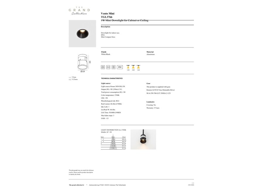 Spot Mini 'Ventuno' - 19 mm