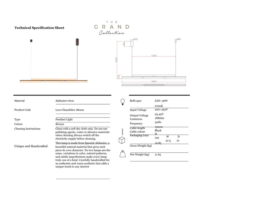 Chandelier 'Loro' - 180cm