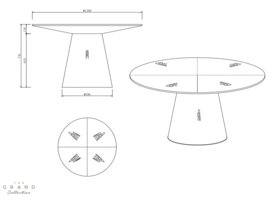 Eettafel 'Amalfi' - Walnut - Around - 130 cm