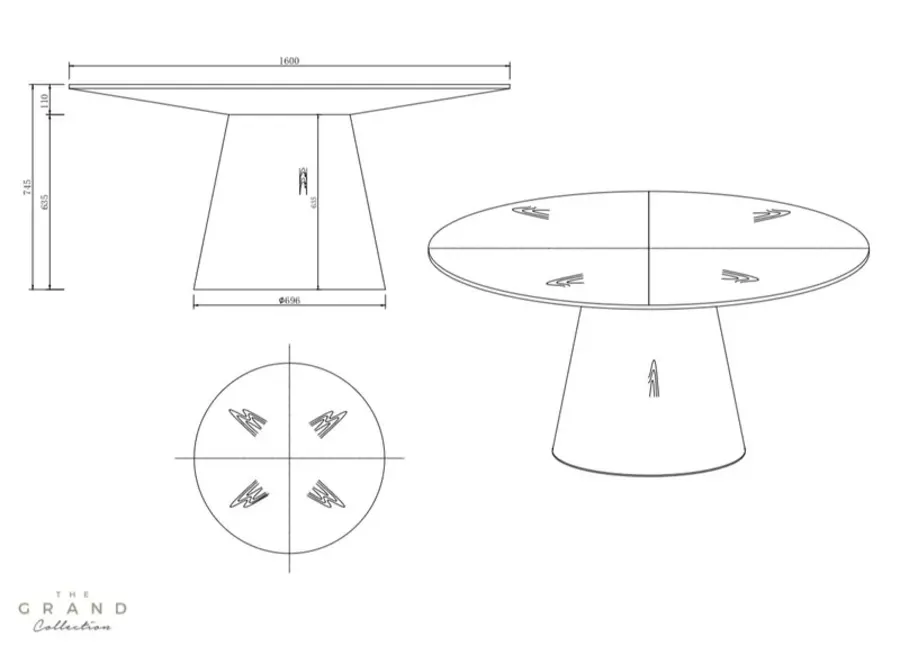 Eettafel 'Amalfi' - Walnut - Around - 160 cm
