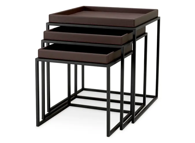 Beistelltisch Léonard - Set of 3 - Dark brown