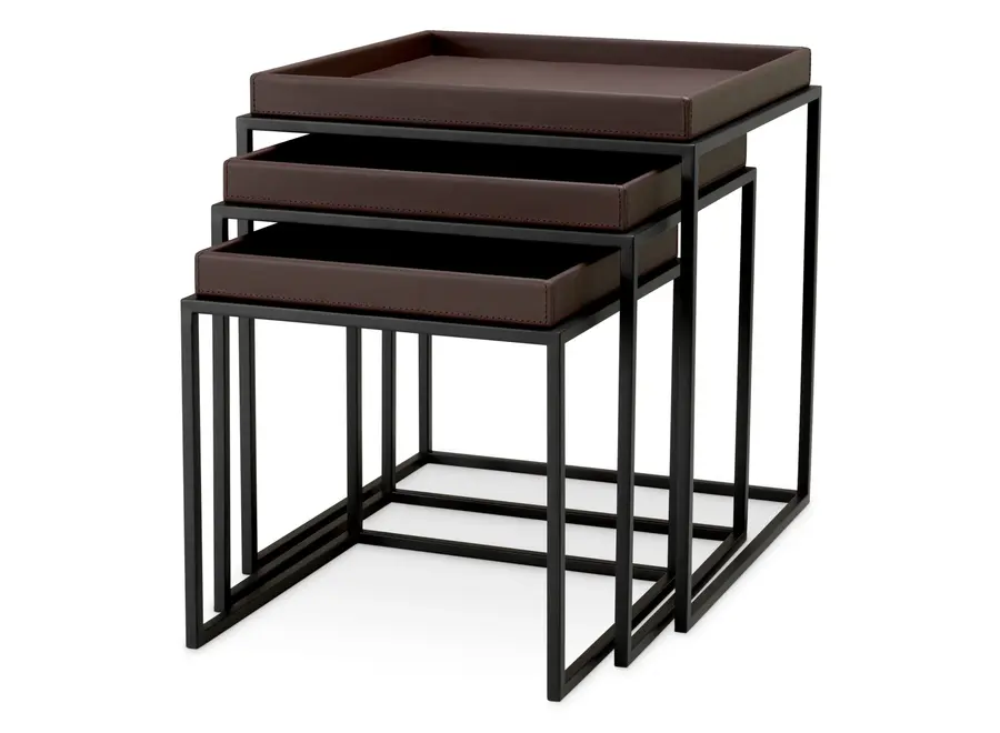 Bijzettafel 'Léonard' - Set of 3 - Dark brown