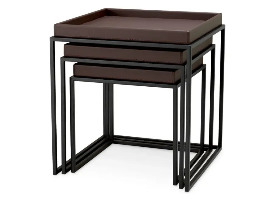 Bijzettafel 'Léonard' - Set of 3 - Dark brown