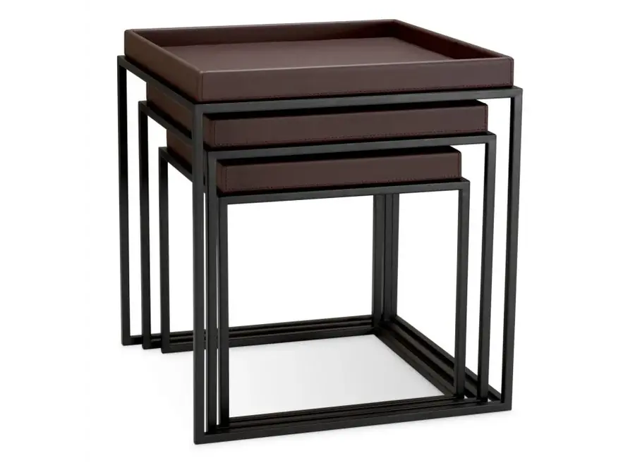 Side Table 'Léonard' - Set of 3 - Dark brown