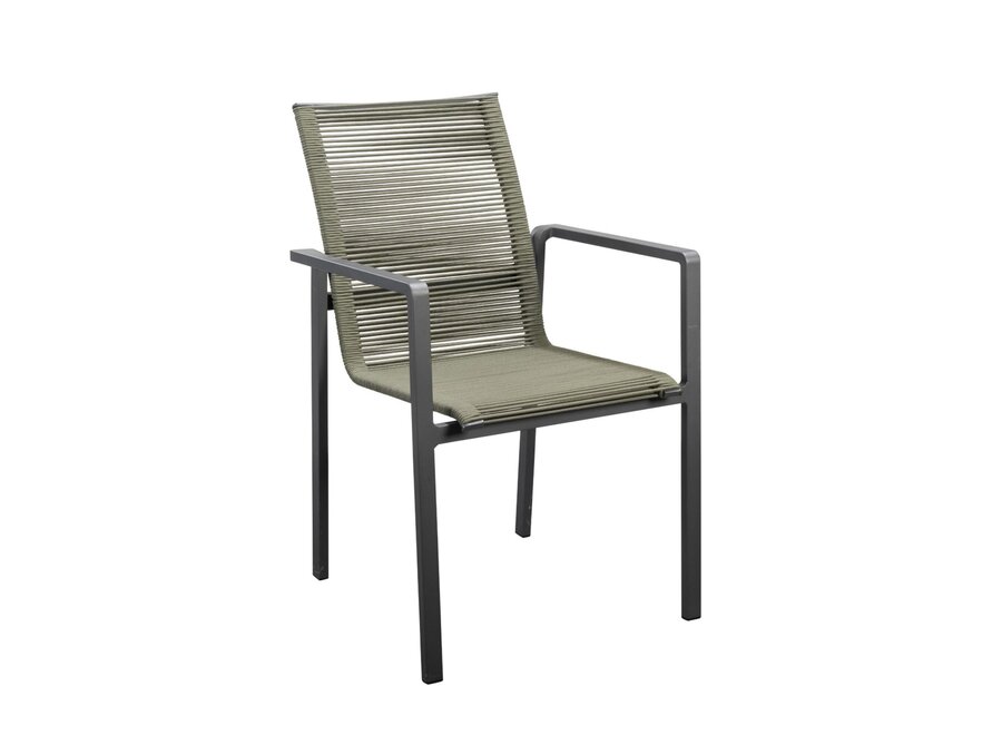 Chaise de salle à manger 'Ishi' - Dark Grey / Green