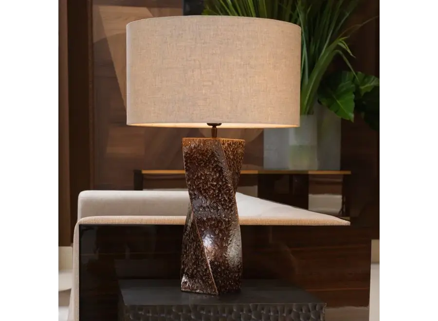 Tafellamp 'Camelia' - Vintage brown ceramic