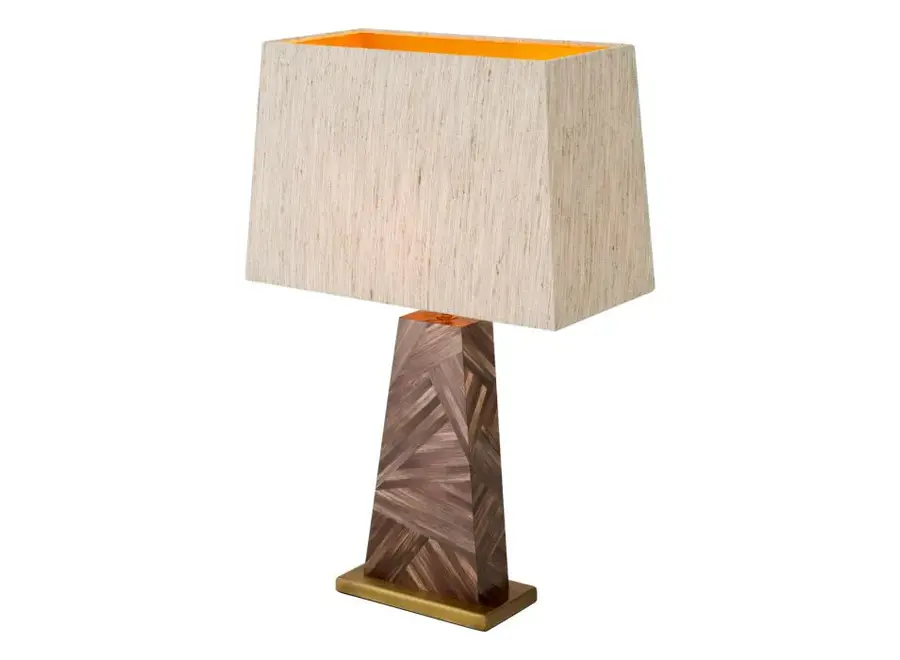 Tischleuchte 'Gaultier' - Brown straw marquetry