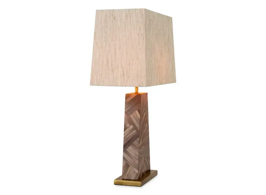 Table Lamp 'Gaultier' - Brown straw marquetry