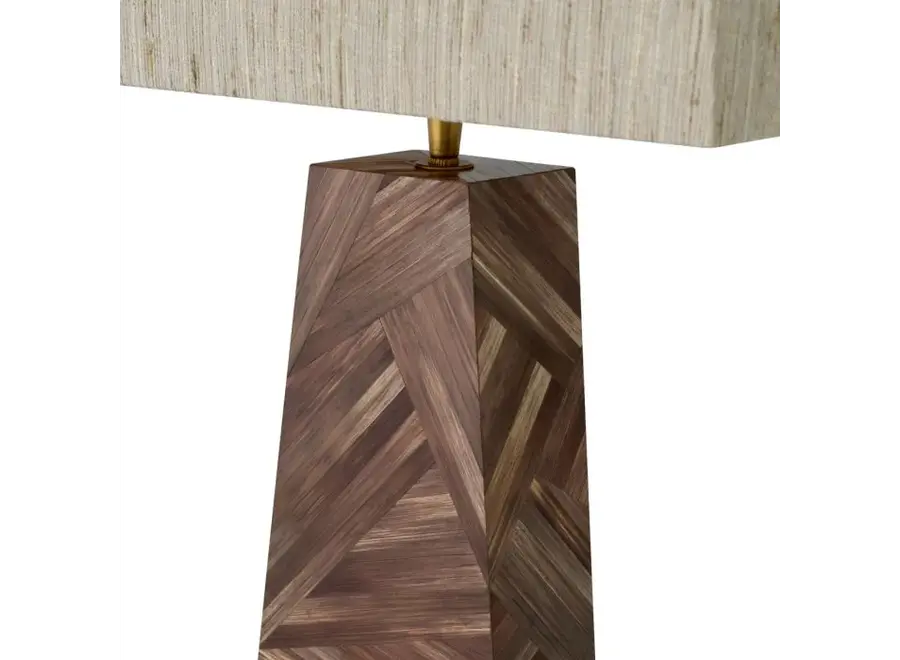 Tischleuchte 'Gaultier' - Brown straw marquetry