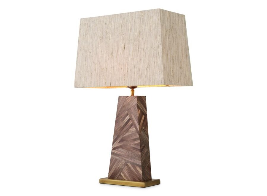 Table Lamp 'Gaultier' - Brown straw marquetry