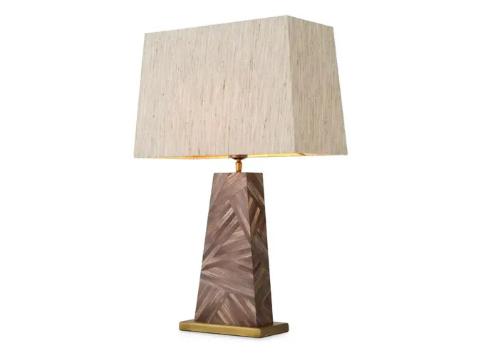 Tischleuchte Gaultier - Brown straw marquetry