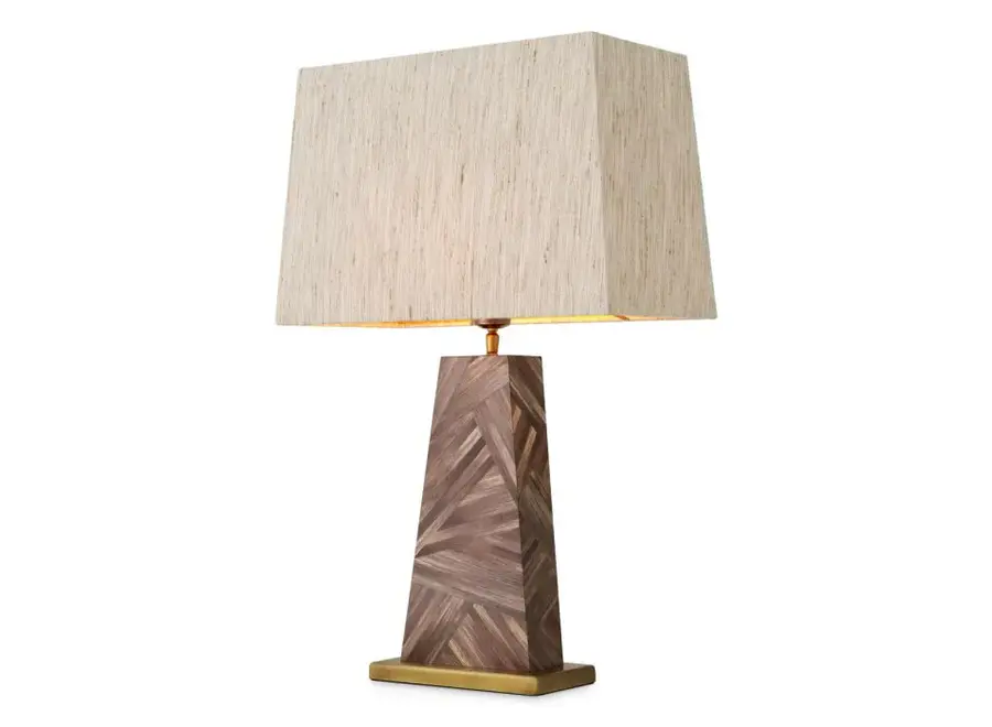 Tischleuchte Gaultier - Brown straw marquetry