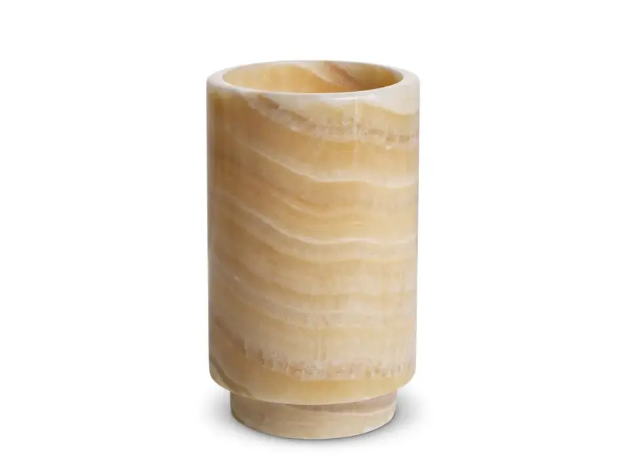 Candle holder 'Leonidas’ - Set van 3 - Yellow onyx